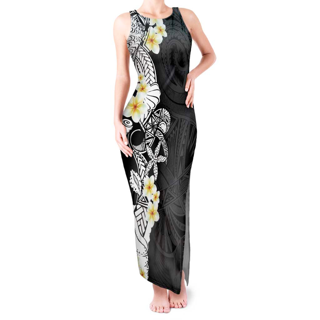 Black Samoa Tattoo Tank Maxi Dress Plumeria Samoan Ocean Tatau Pattern LT14 Women Black - Polynesian Pride