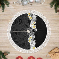 Black Samoa Tattoo Tree Skirt Plumeria Samoan Ocean Tatau Pattern LT14 Fringed Black - Polynesian Pride