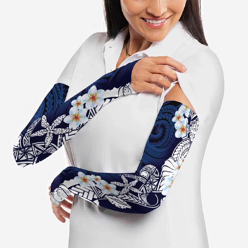 Blue Samoa Tattoo Arm Sleeves Plumeria Samoan Ocean Tatau Pattern LT14 - Polynesian Pride