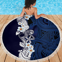 Blue Samoa Tattoo Beach Blanket Plumeria Samoan Ocean Tatau Pattern LT14 - Polynesian Pride