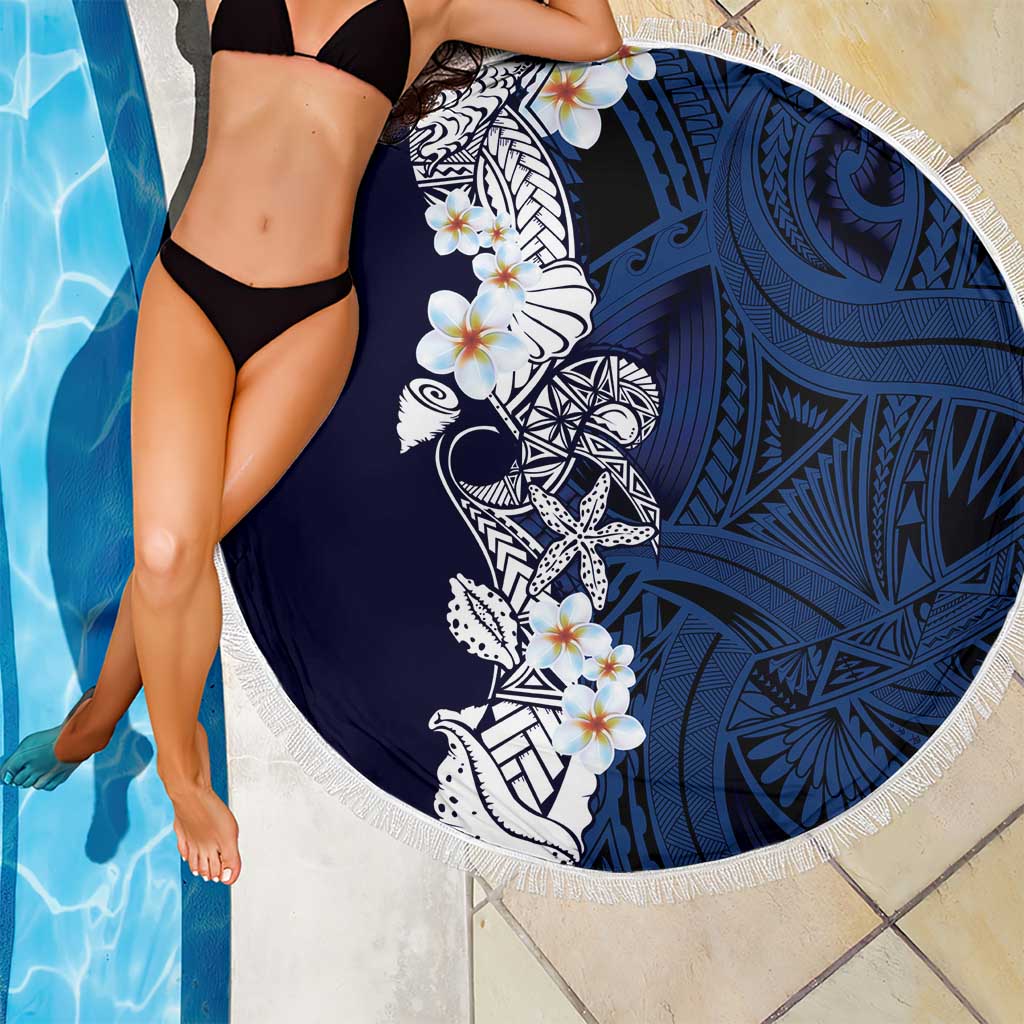 Blue Samoa Tattoo Beach Blanket Plumeria Samoan Ocean Tatau Pattern LT14 - Polynesian Pride