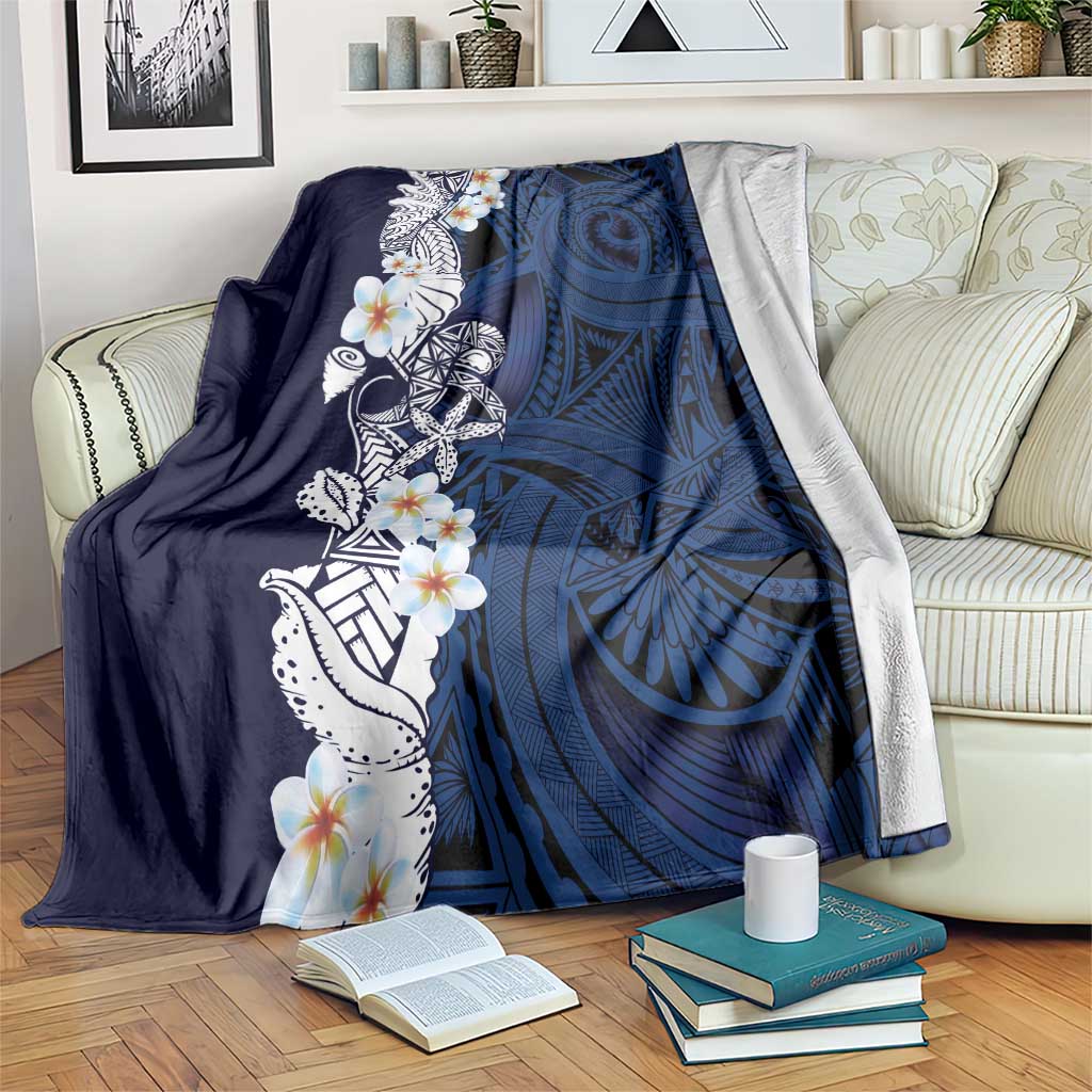 Blue Samoa Tattoo Blanket Plumeria Samoan Ocean Tatau Pattern LT14 Blue - Polynesian Pride