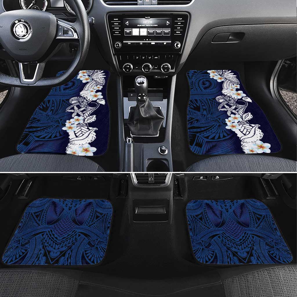 Blue Samoa Tattoo Car Mats Plumeria Samoan Ocean Tatau Pattern LT14 Set 4pcs Blue - Polynesian Pride