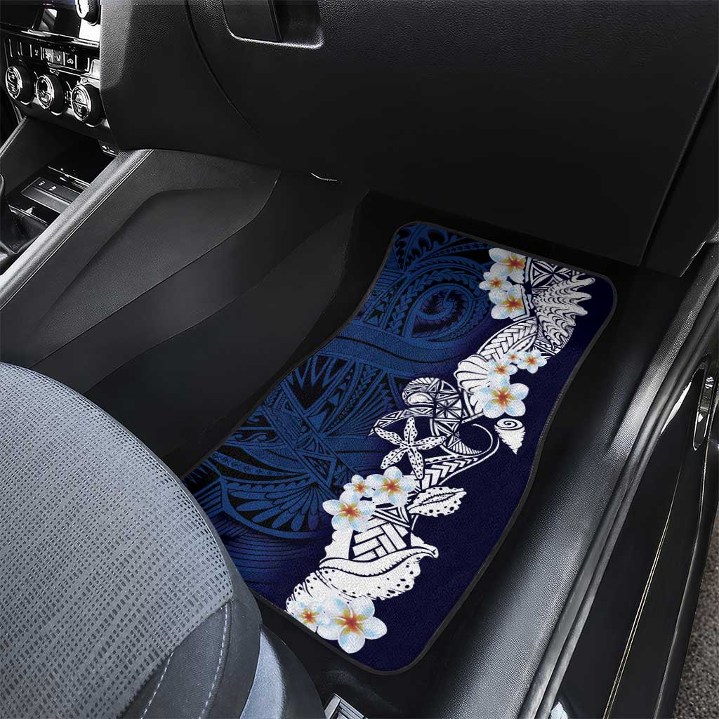 Blue Samoa Tattoo Car Mats Plumeria Samoan Ocean Tatau Pattern LT14 - Polynesian Pride