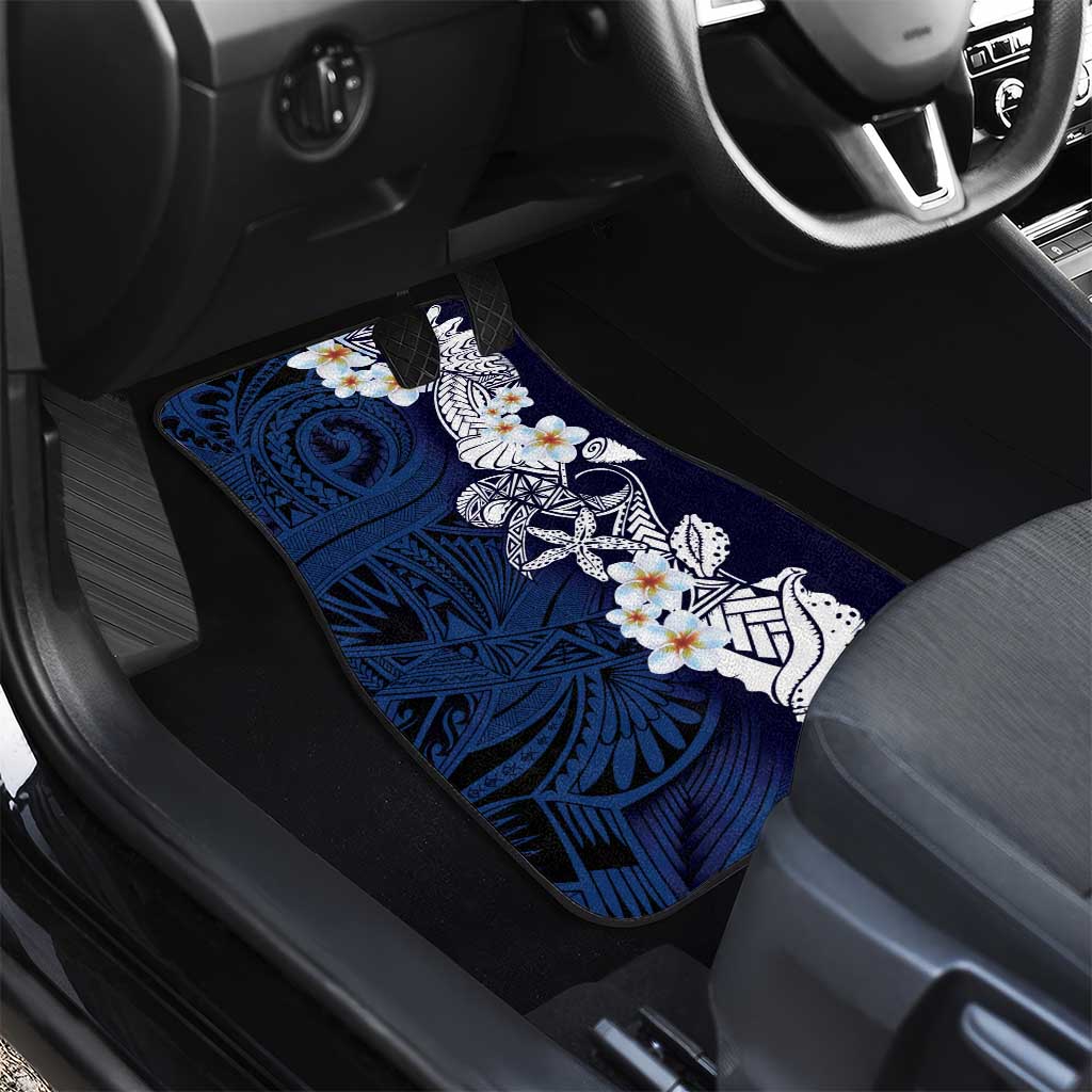 Blue Samoa Tattoo Car Mats Plumeria Samoan Ocean Tatau Pattern LT14 - Polynesian Pride