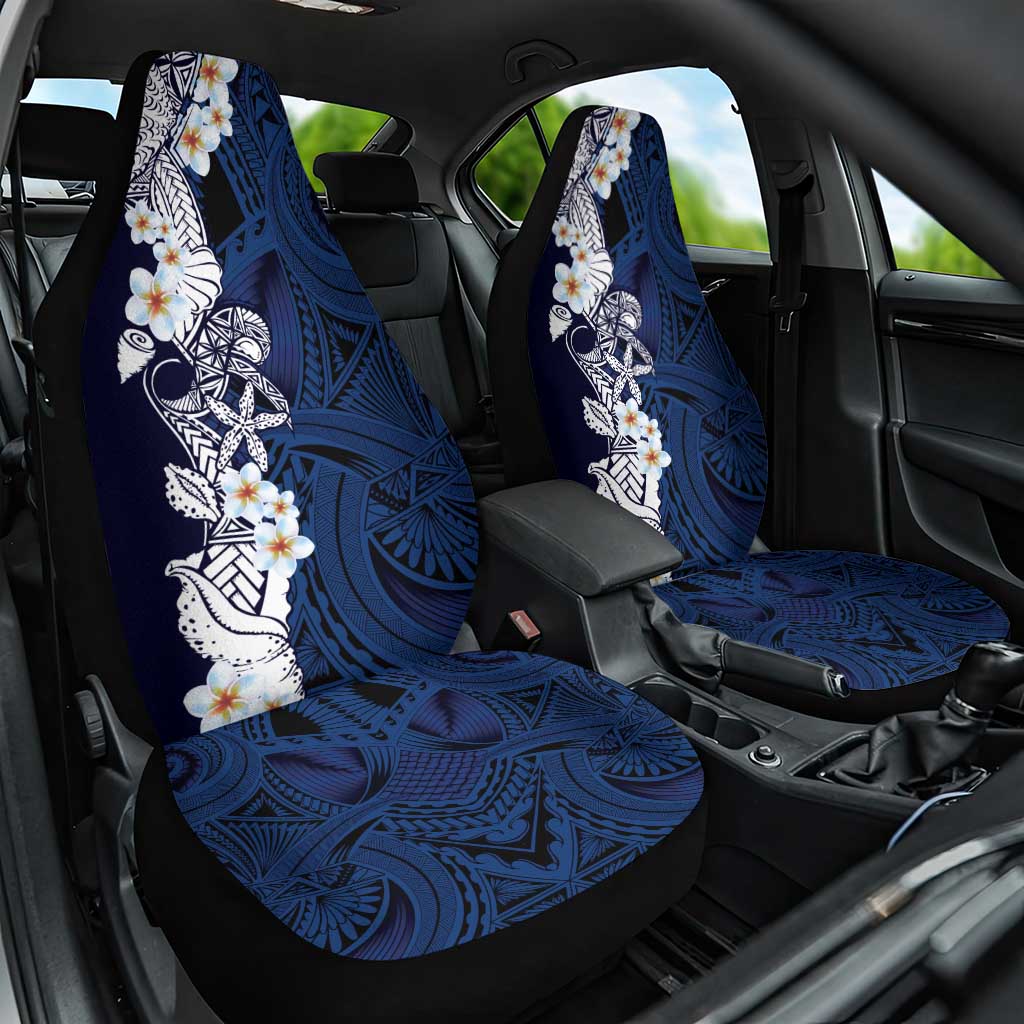 Blue Samoa Tattoo Car Seat Cover Plumeria Samoan Ocean Tatau Pattern LT14 One Size Blue - Polynesian Pride