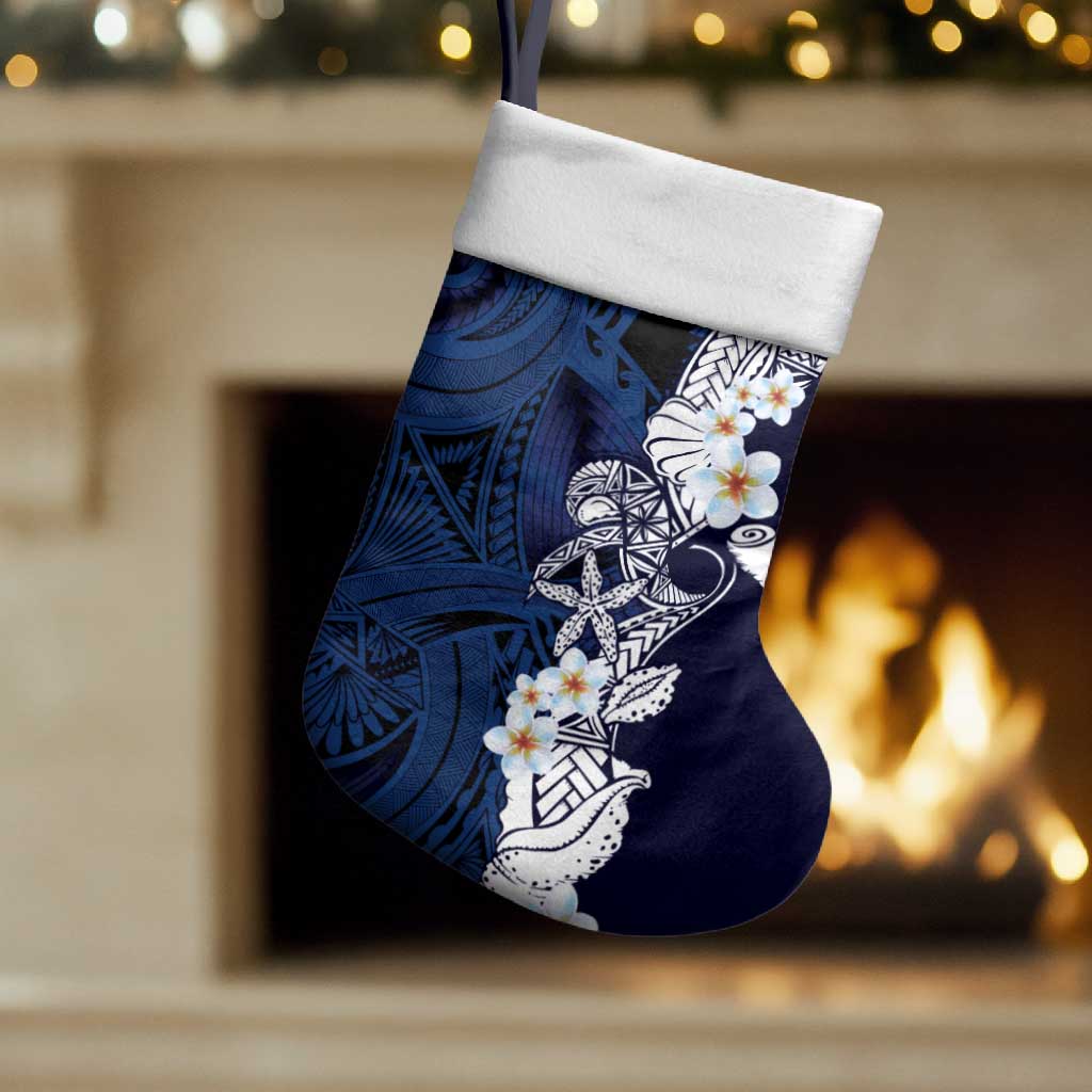 Blue Samoa Tattoo Christmas Stocking Plumeria Samoan Ocean Tatau Pattern LT14 Set of 2 Blue - Polynesian Pride