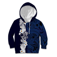 Blue Samoa Tattoo Kid Hoodie Plumeria Samoan Ocean Tatau Pattern LT14 Hoodie Blue - Polynesian Pride
