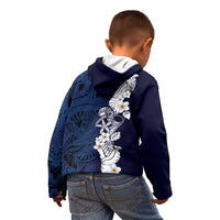 Blue Samoa Tattoo Kid Hoodie Plumeria Samoan Ocean Tatau Pattern LT14 - Polynesian Pride