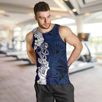 Blue Samoa Tattoo Men Tank Top Plumeria Samoan Ocean Tatau Pattern LT14 Blue - Polynesian Pride