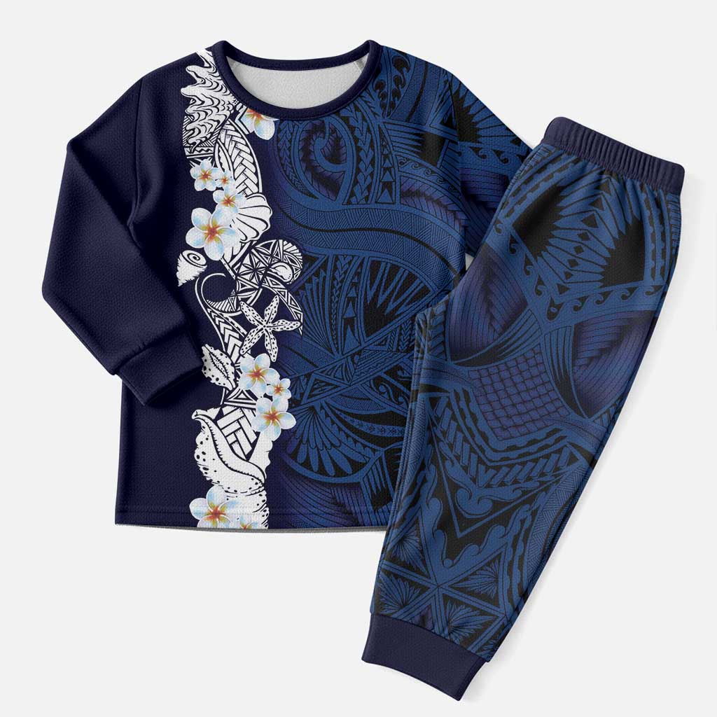 Blue Samoa Tattoo Christmas Pajama Set Plumeria Samoan Ocean Tatau Pattern LT14 Men Blue - Polynesian Pride