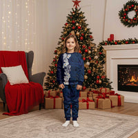 Blue Samoa Tattoo Christmas Pajama Set Plumeria Samoan Ocean Tatau Pattern LT14 Kid Blue - Polynesian Pride