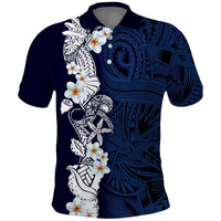 Blue Samoa Tattoo Polo Shirt Plumeria Samoan Ocean Tatau Pattern LT14 Blue - Polynesian Pride