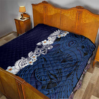 Blue Samoa Tattoo Quilt Plumeria Samoan Ocean Tatau Pattern LT14 - Polynesian Pride