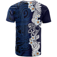 Blue Samoa Tattoo T Shirt Plumeria Samoan Ocean Tatau Pattern LT14 - Polynesian Pride