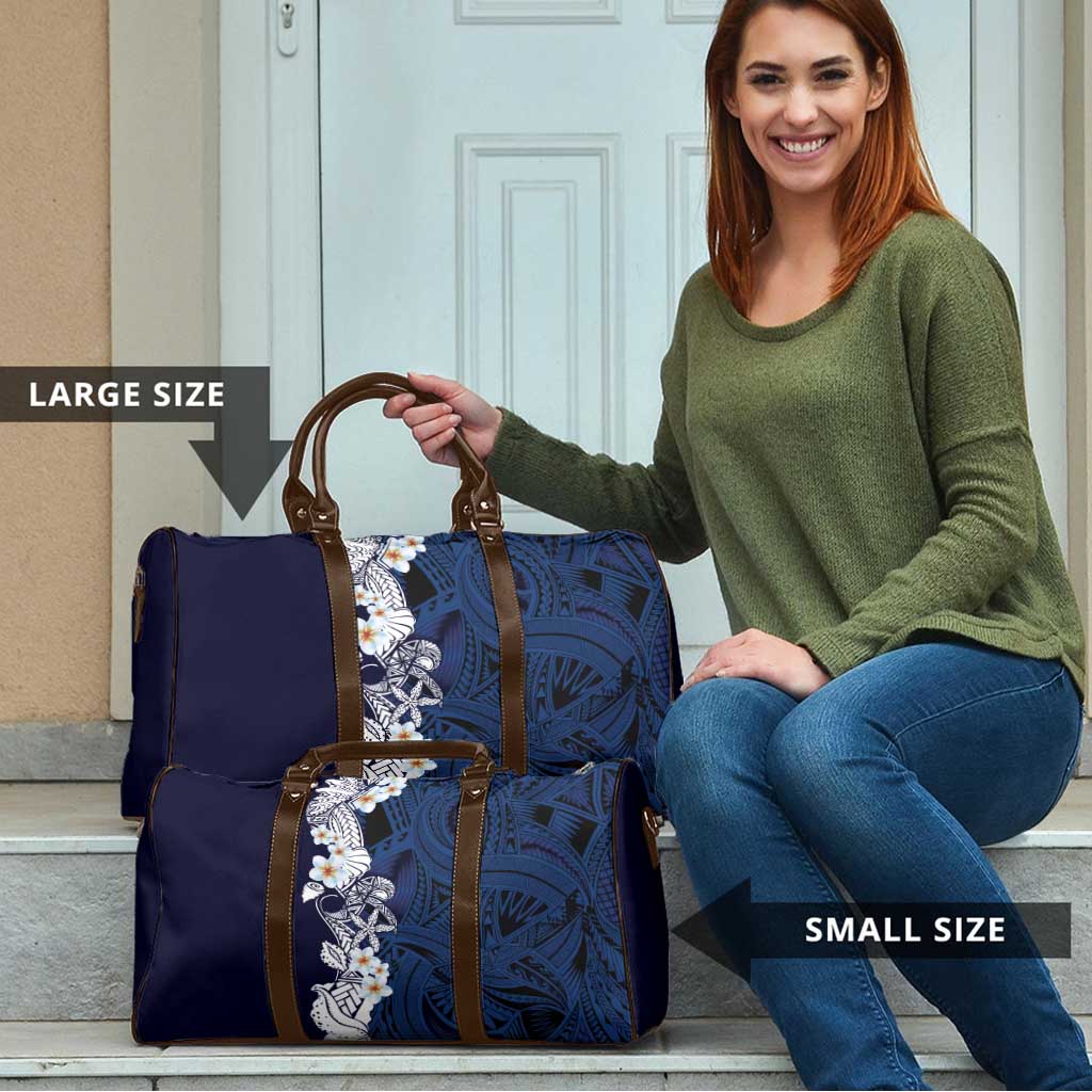 Blue Samoa Tattoo Travel Bag Plumeria Samoan Ocean Tatau Pattern LT14 - Polynesian Pride