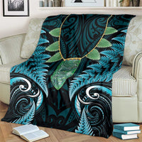 Aotearoa Pounamu Niho Blanket Silver Fern Mix Maori Pattern - Turquoise LT14 - Polynesian Pride