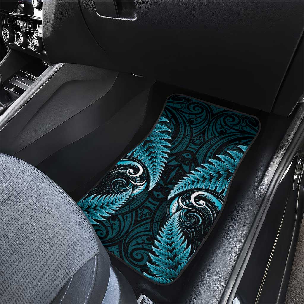 Aotearoa Pounamu Niho Car Mats Silver Fern Mix Maori Pattern - Turquoise LT14 - Polynesian Pride