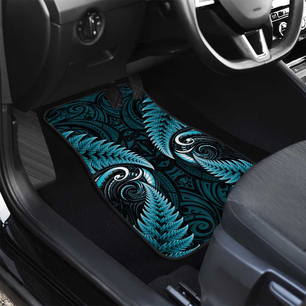 Aotearoa Pounamu Niho Car Mats Silver Fern Mix Maori Pattern - Turquoise LT14 - Polynesian Pride