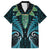 Aotearoa Pounamu Niho Family Matching Puletasi and Hawaiian Shirt Silver Fern Mix Maori Pattern - Turquoise