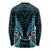 Aotearoa Pounamu Niho Long Sleeve Shirt Silver Fern Mix Maori Pattern - Turquoise