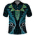 Aotearoa Pounamu Niho Polo Shirt Silver Fern Mix Maori Pattern - Turquoise