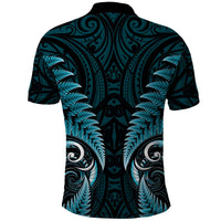Aotearoa Pounamu Niho Polo Shirt Silver Fern Mix Maori Pattern - Turquoise LT14 - Polynesian Pride