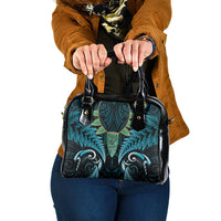 Aotearoa Pounamu Niho Shoulder Handbag Silver Fern Mix Maori Pattern - Turquoise LT14 One Size Turquoise - Polynesian Pride