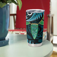 Aotearoa Pounamu Niho Tumbler Cup Silver Fern Mix Maori Pattern - Turquoise LT14 - Polynesian Pride