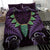 Aotearoa Pounamu Niho Bedding Set Silver Fern Mix Maori Pattern - Purple