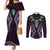 Aotearoa Pounamu Niho Couples Matching Mermaid Dress and Long Sleeve Button Shirt Silver Fern Mix Maori Pattern - Purple