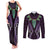 Aotearoa Pounamu Niho Couples Matching Tank Maxi Dress and Long Sleeve Button Shirt Silver Fern Mix Maori Pattern - Purple