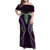 Aotearoa Pounamu Niho Family Matching Off Shoulder Maxi Dress and Hawaiian Shirt Silver Fern Mix Maori Pattern - Purple