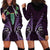 Aotearoa Pounamu Niho Hoodie Dress Silver Fern Mix Maori Pattern - Purple