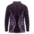 Aotearoa Pounamu Niho Long Sleeve Polo Shirt Silver Fern Mix Maori Pattern - Purple