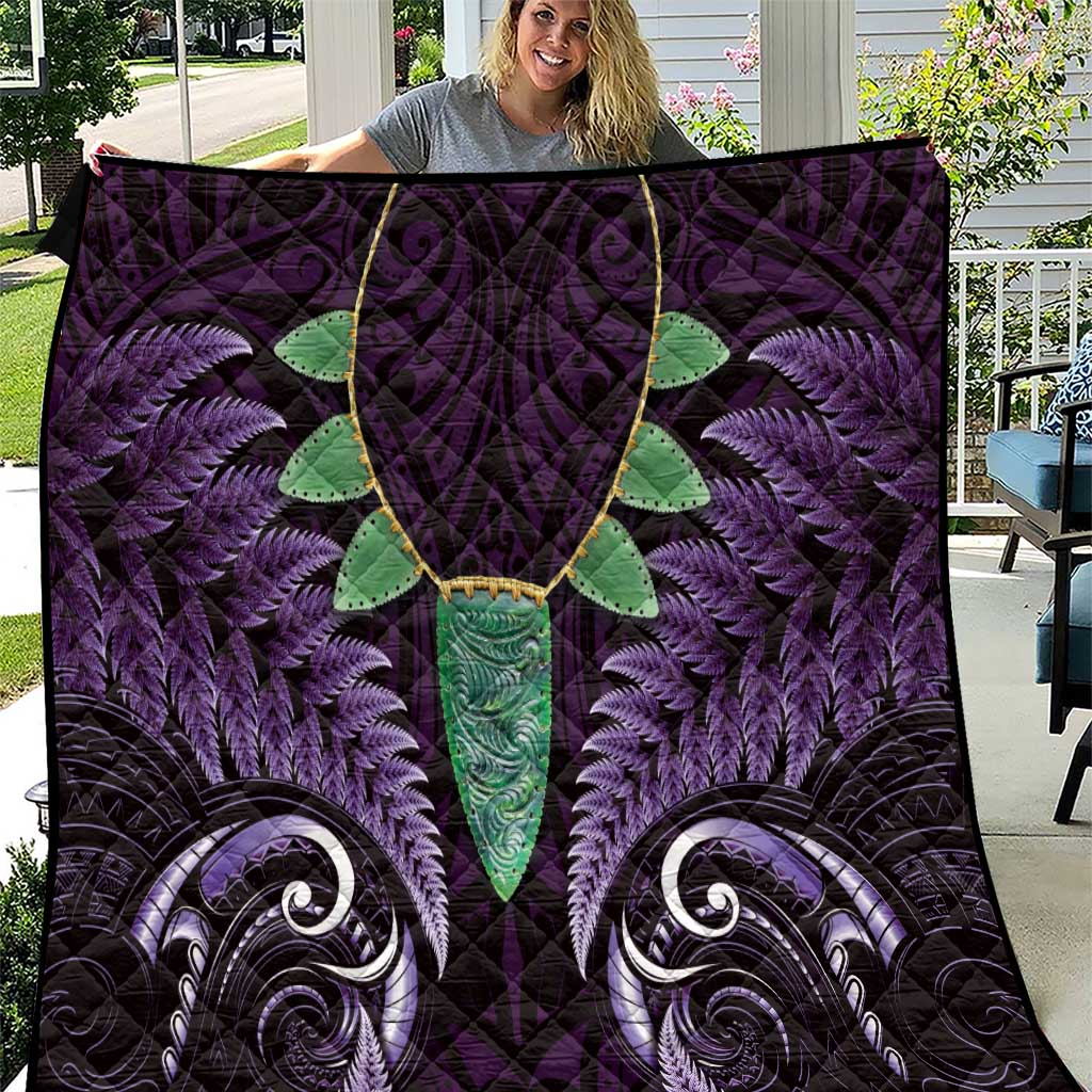 Aotearoa Pounamu Niho Quilt Silver Fern Mix Maori Pattern - Purple LT14 Purple - Polynesian Pride