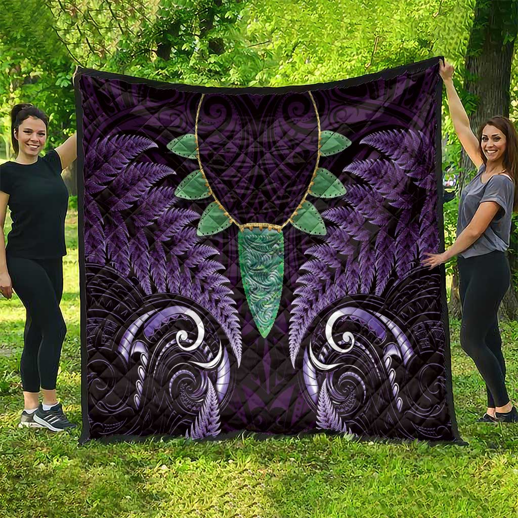 Aotearoa Pounamu Niho Quilt Silver Fern Mix Maori Pattern - Purple LT14 - Polynesian Pride