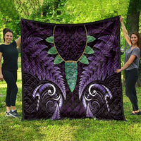 Aotearoa Pounamu Niho Quilt Silver Fern Mix Maori Pattern - Purple LT14 - Polynesian Pride