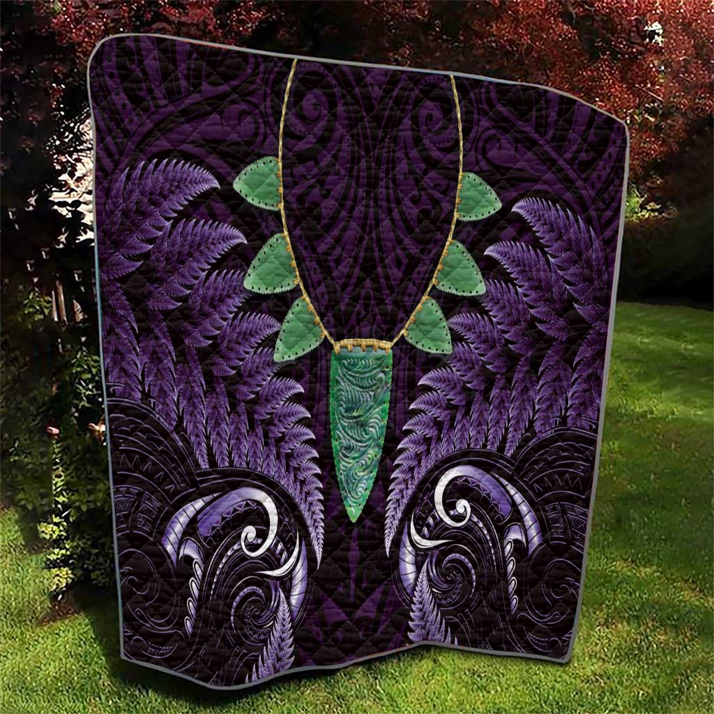 Aotearoa Pounamu Niho Quilt Silver Fern Mix Maori Pattern - Purple LT14 - Polynesian Pride