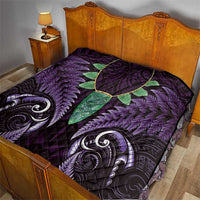 Aotearoa Pounamu Niho Quilt Silver Fern Mix Maori Pattern - Purple LT14 - Polynesian Pride