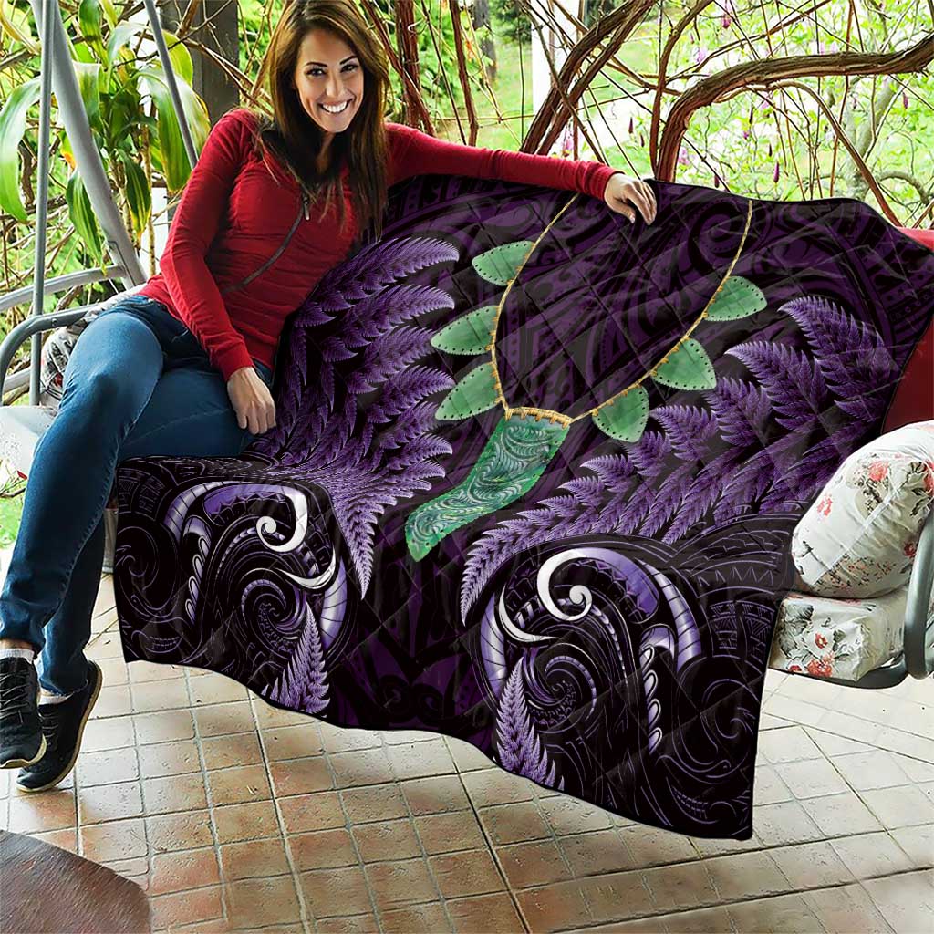 Aotearoa Pounamu Niho Quilt Silver Fern Mix Maori Pattern - Purple LT14 - Polynesian Pride