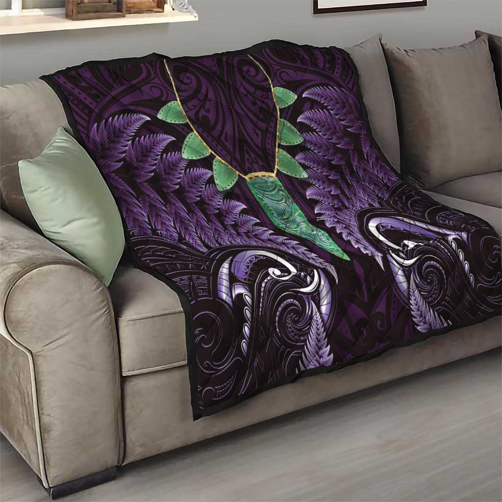 Aotearoa Pounamu Niho Quilt Silver Fern Mix Maori Pattern - Purple LT14 - Polynesian Pride