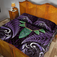 Aotearoa Pounamu Niho Quilt Bed Set Silver Fern Mix Maori Pattern - Purple LT14 - Polynesian Pride