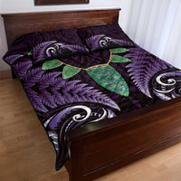 Aotearoa Pounamu Niho Quilt Bed Set Silver Fern Mix Maori Pattern - Purple LT14 - Polynesian Pride