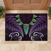 Aotearoa Pounamu Niho Rubber Doormat Silver Fern Mix Maori Pattern - Purple LT14 Purple - Polynesian Pride