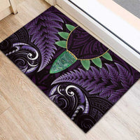 Aotearoa Pounamu Niho Rubber Doormat Silver Fern Mix Maori Pattern - Purple LT14 - Polynesian Pride