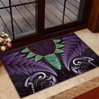 Aotearoa Pounamu Niho Rubber Doormat Silver Fern Mix Maori Pattern - Purple LT14 - Polynesian Pride