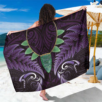 Aotearoa Pounamu Niho Sarong Silver Fern Mix Maori Pattern - Purple LT14 One Size 44 x 66 inches Purple - Polynesian Pride
