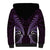 Aotearoa Pounamu Niho Sherpa Hoodie Silver Fern Mix Maori Pattern - Purple