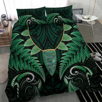 Aotearoa Pounamu Niho Bedding Set Silver Fern Mix Maori Pattern - Green LT14 - Polynesian Pride